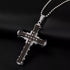 Titanium Stylish & Elegant Black/Gold Cubic Zirconia Cross Pendant Necklace