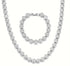 2-Pc FULLY ICED 14K Gold Plated Round Cluster CZ Tennis Chain Necklace & Bracelet