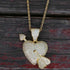 Iced Out Arrow Heart Bling 18K Gold Plated Cubic Zirconia Pendant Necklace