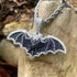 Iced Out Paved 14K White Gold Plated Cubic Zirconia Black Bat Pendant Necklace