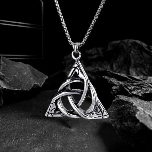 Norse Rune Viking Titanium Celtic Triquetra Trinity Knot Amulet Pendant Necklace