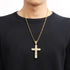 Iced Out Bling 18K Gold Plated Cubic Zirconia Cross Pendant Necklace