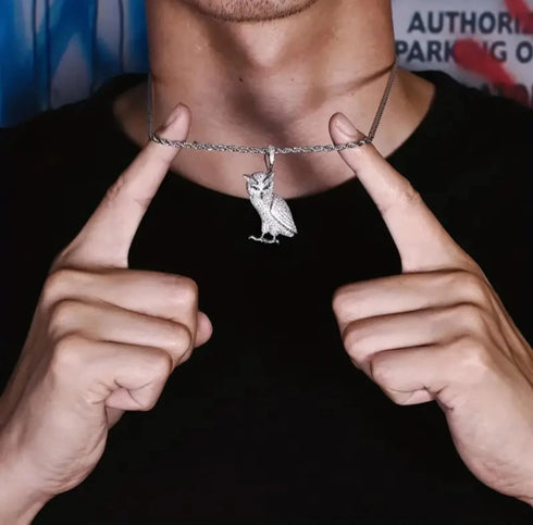 Titanium Creative Multi-Layer Gold Silver Cross/CZ Owl Pendant Necklace