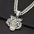 3 Pc Iced Out 14K Gold Plated CZ Tiger Head Pendant & Cuban Chain Necklace & Bracelet