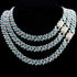 2Pc FULLY ICED 14K White Gold Plated CZ Miami Cuban Link Chain Necklace & Bracelet