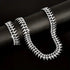 2 Pc FULLY ICED 14K White Gold Plated CZ Thorn Cuban Link Chain Necklace & Bracelet