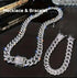 2Pc FULLY ICED 14K White Gold Plated CZ Miami Cuban Link Chain Necklace & Bracelet