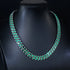 Green 18K White Gold Plated Baguette Cut CZ Men Women 13mm Cuban Chain Necklace