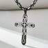 2Pc Men Creative Multi-Layer 2-Tone Cross Pendant with Byzantine Necklace & Bracelet