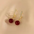 Stunning Red Pearl Drop 14K Gold-Plated Cubic Zirconia Women Earrings