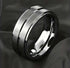 Men 8mm Tungsten Blue Glossed/Brushed Gunmetal Groove Beveled Edges Wedding Band