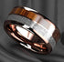 Men 8mm Tungsten Rose Gold Plated Silver &Koa Wood Inlay Engagement Wedding Band