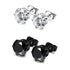 3Pairs Stunning 14k Gold Plated Solitaire Round Cubic Zirconia 6mm Stud Earrings