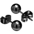 2 Pairs 316L Surgical-Steel Black & Silver Round Ball Men & Women Stud Earrings