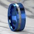 Men's 8mm Tungsten Ring Blue Silver Meteorite Inspired Inlay Wedding Band