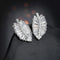 Dazzling Palm Leaf 14K White Gold Plated AAA Cubic Zirconia Women Stud Earrings