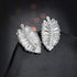 Dazzling Palm Leaf 14K White Gold Plated AAA Cubic Zirconia Women Stud Earrings