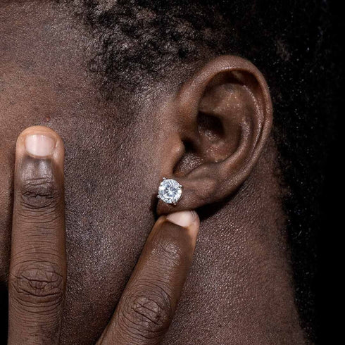 Brilliant Cut 18K White Gold Plated Cubic Zirconia Men Women Solitaire Earrings