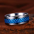 Men 8mm Tungsten Beveled-Edges Blue Carbon Fiber Inlay Comfort-Fit Wedding Band