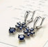 Elegant Blue Sapphire Drop 14K White Gold Plated Cubic Zirconia Women Earrings