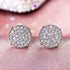 Exquisite Micro Pave 14K White Gold Plated 5A CZ Cluster Men Women Stud Earrings