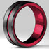 Men's 8mm Tungsten Brushed Black W/Red Grooved Center Comfort Fit Wedding Band
