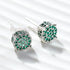Micro Pave 14K Gold Plated Green Cubic Zirconia Men Women Cluster Stud Earrings