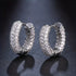 Fully Iced 18K White Gold Plated 3Row Honey Comb Zirconia Men Women Hoop Earring