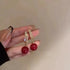 Stunning Red Pearl Drop 14K Gold-Plated Cubic Zirconia Women Earrings
