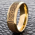 Men's 8mm Titanium Gold Black Celtic Knot Engraved Engagement Wedding Band