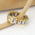 Men's Titanium Steel Two-Tone Square Chain Pattern Cubic Zirconia Wedding Band