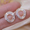 Stunning 14K Gold Plated Baguette Round AAA Cubic Zirconia Women Stud Earrings