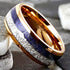 Men's 8mm Rose Gold Tungsten Blue Lapis Lazuli & Meteorite Inspired Wedding Band
