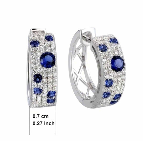 Classic Cubic Zirconia 14K White Gold Plated Sapphire Earrings & Ring for Women