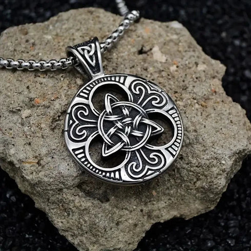 Norse Rune Viking Titanium Celtic Triquetra Trinity Knot Amulet Pendant Necklace