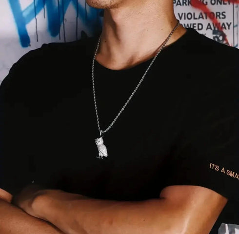 Titanium Creative Multi-Layer Gold Silver Cross/CZ Owl Pendant Necklace