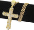 Iced Out Bling 18K Gold Plated Cubic Zirconia Cross Pendant Necklace