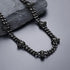 2 Pcs Black Gothic Thorns Skull Rhodium Plated Cuban Halloween Necklace & Bracelet