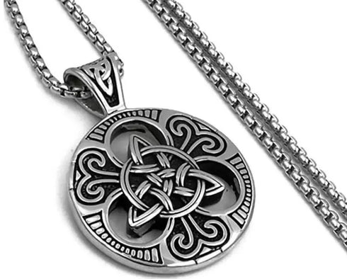 Norse Rune Viking Titanium Celtic Triquetra Trinity Knot Amulet Pendant Necklace
