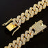 2-Pc Men FULLY ICED Thick 14K Gold Plated CZ Miami Cuban Link Necklace+Bracelet