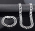 2Pc FULLY ICED 14K White Gold Plated CZ Miami Cuban Link Chain Necklace & Bracelet