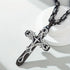 2Pc Men Creative Multi-Layer 2-Tone Cross Pendant with Byzantine Necklace & Bracelet