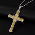 Titanium Stylish & Elegant Black/Gold Cubic Zirconia Cross Pendant Necklace