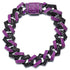2Pc FULLY ICED Bling Rhodium Plated Purple Black CZ Cuban Link Necklace+Bracelet
