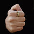 Men's 8mm Tungsten Guitar String & Gold Leaf Meteorite Comfort-Fit Wedding Band