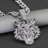 3 Pc Iced Out 14K Gold Plated CZ Tiger Head Pendant & Cuban Chain Necklace & Bracelet