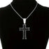 3-Pc Iced Out 14K Gold Plated CZ Black Cross Pendant W/20" Rope Chain+Cuban Necklace