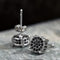 Micro Pave 14K White Gold Plated Black Cubic Zirconia Men Women Cluster Earrings