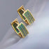 Elegant Micro Pave 14K Gold Plated Green Blue Cubic Zirconia Women Hoop Earrings