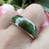 Men's 8mm Titanium Green Dyed Elder Wood Inlay Comfort-Fit Polished Wedding Band